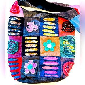Hobo Shoulder Bag Handbag Hippie Peace Bohemian Patchwork Wide Strap Festival